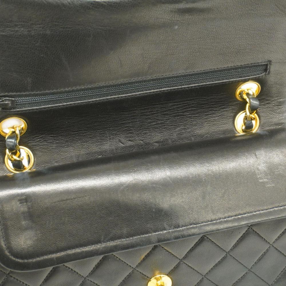 Black Leather Chanel Flap Bag