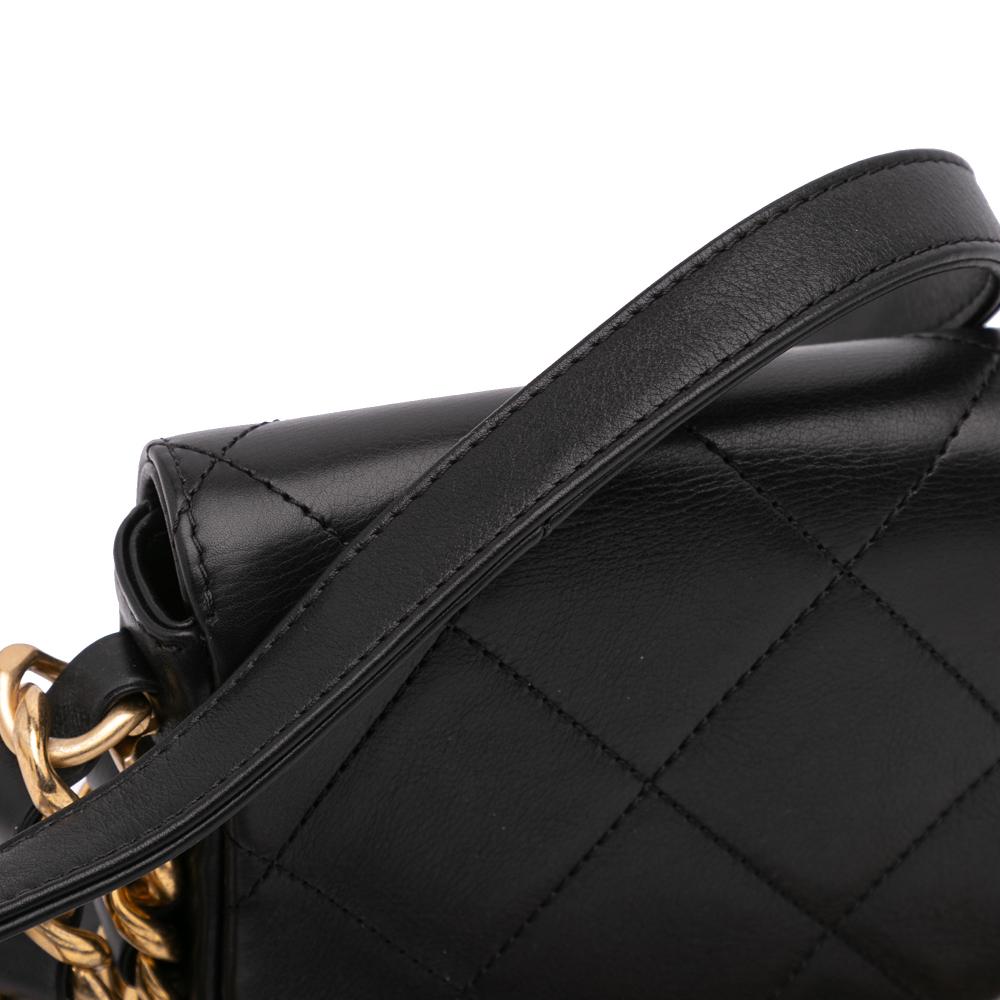 Black Leather Chanel Flap Bag