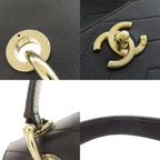 Black Leather Chanel Backpack
