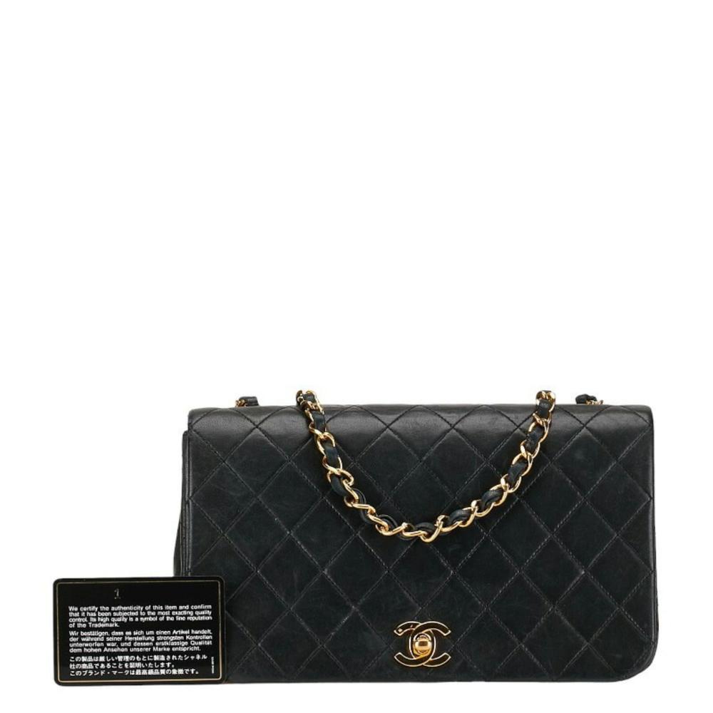 Black Leather Chanel Shoulder Bag