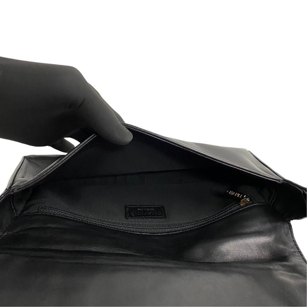 Black Leather Chanel Shoulder Bag