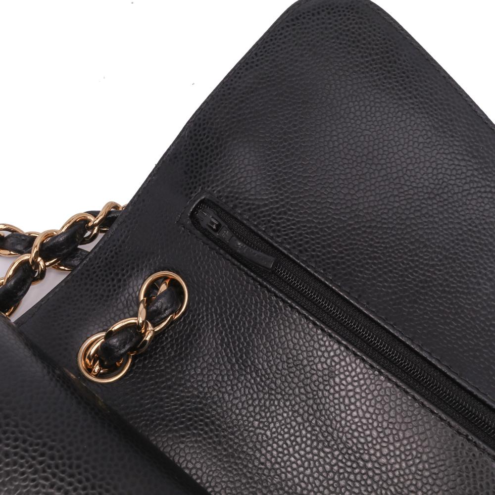 Black Leather Chanel Flap Bag