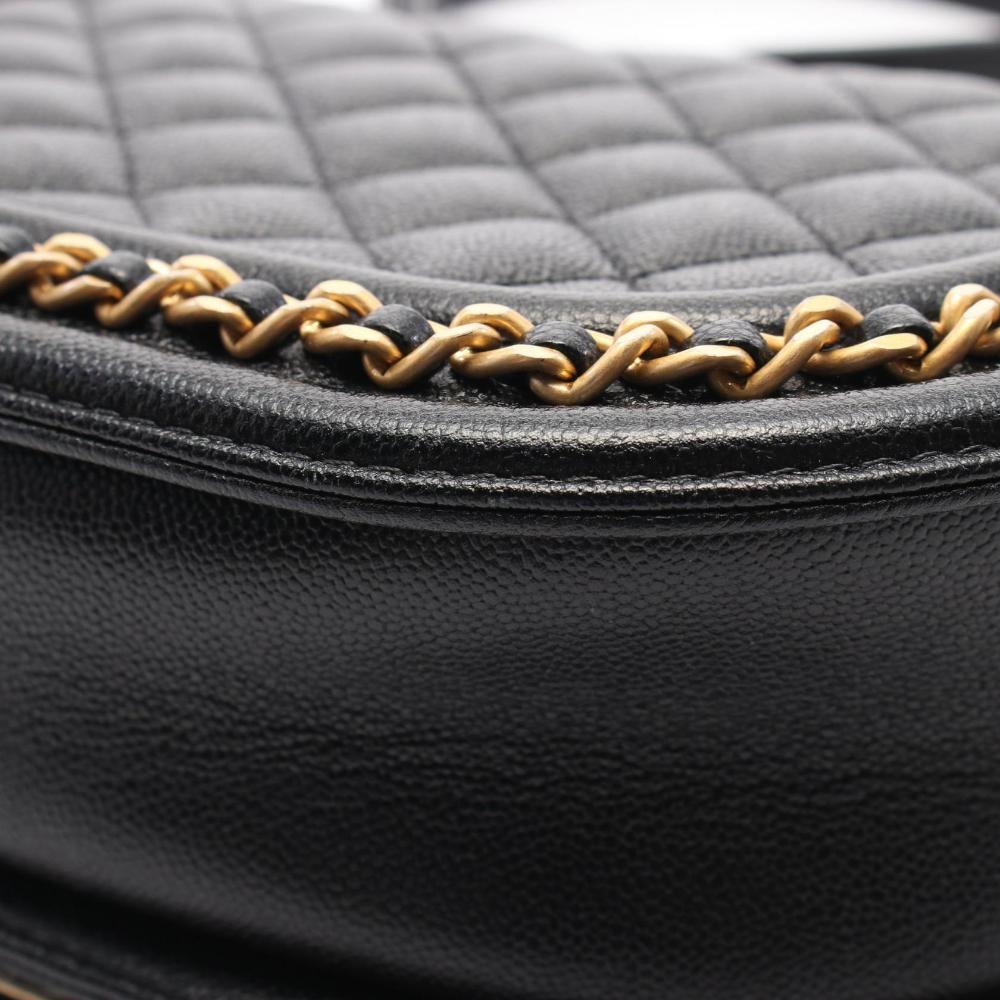Black Leather Chanel Crossbody Bag