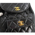 Black Leather Chanel Backpack