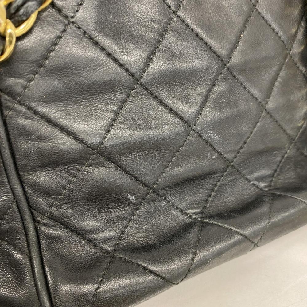 Black Leather Chanel Shoulder Bag