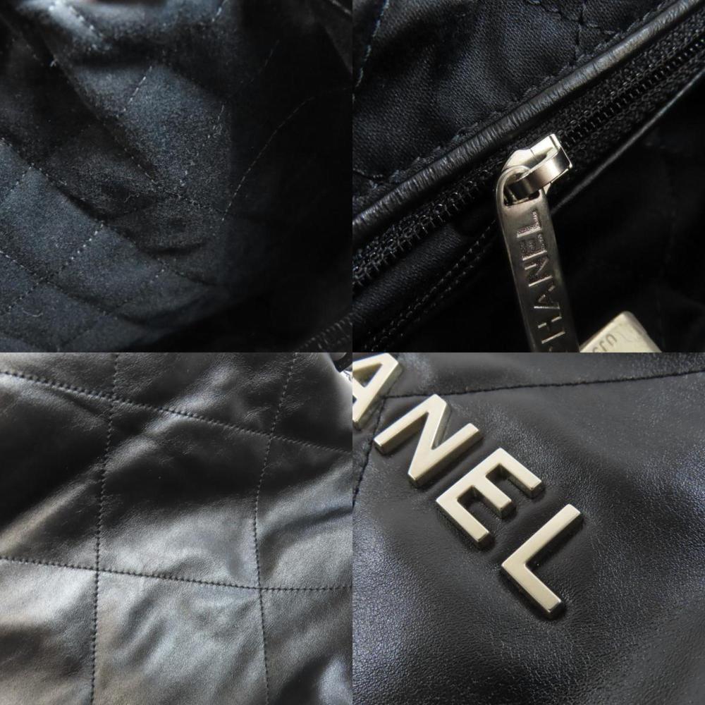 Black Leather Chanel Backpack