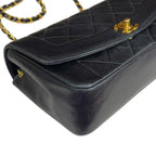 Black Leather Chanel Shoulder Bag