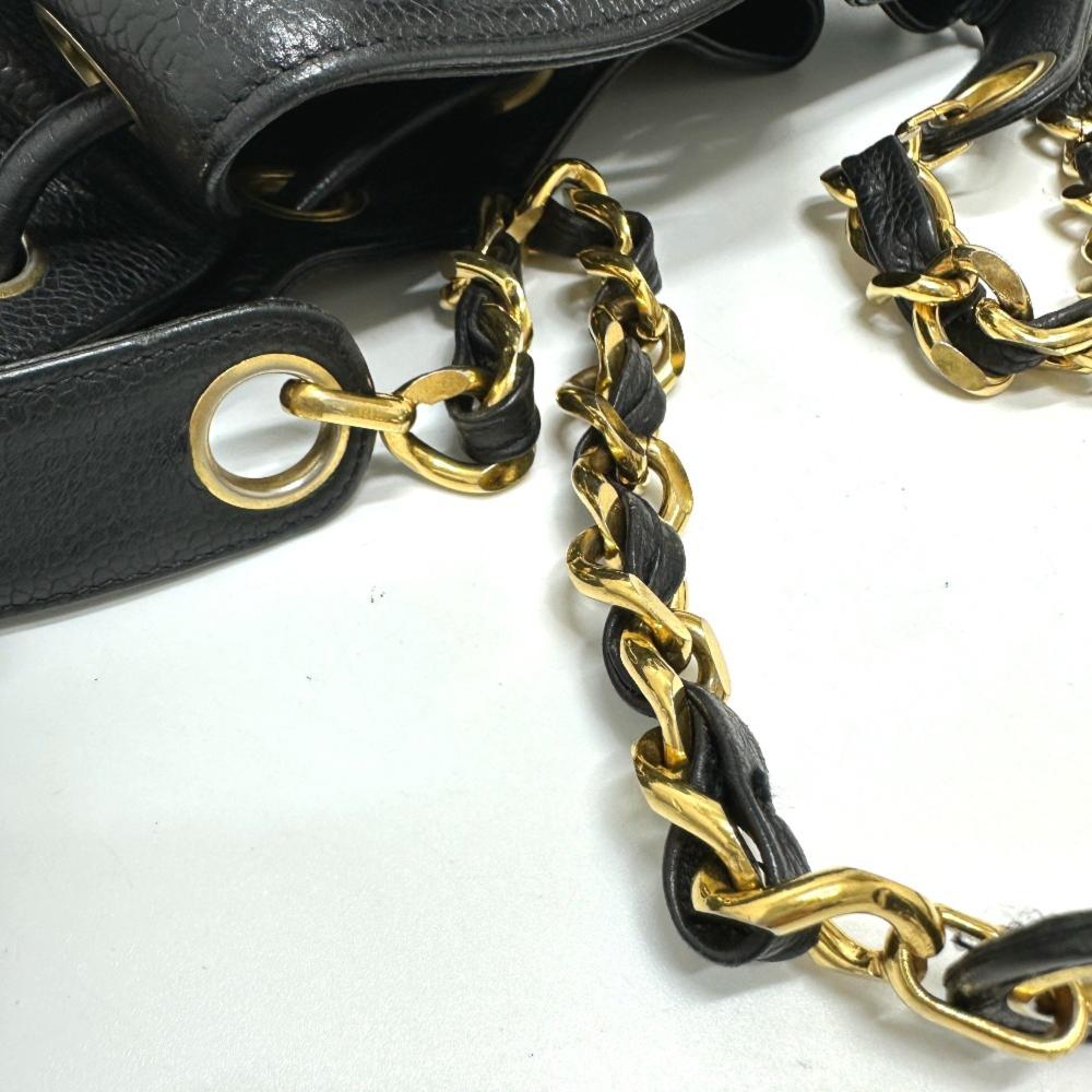 Black Leather Chanel Shoulder Bag