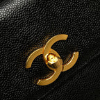 Black Leather Chanel Flap Bag