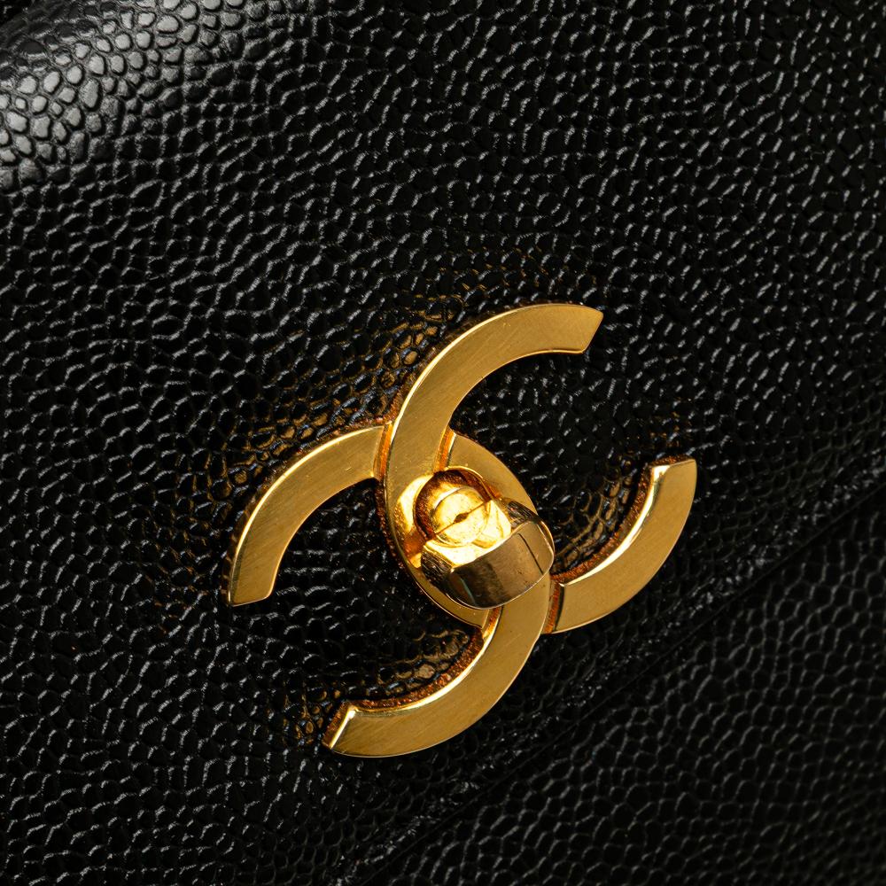 Black Leather Chanel Flap Bag