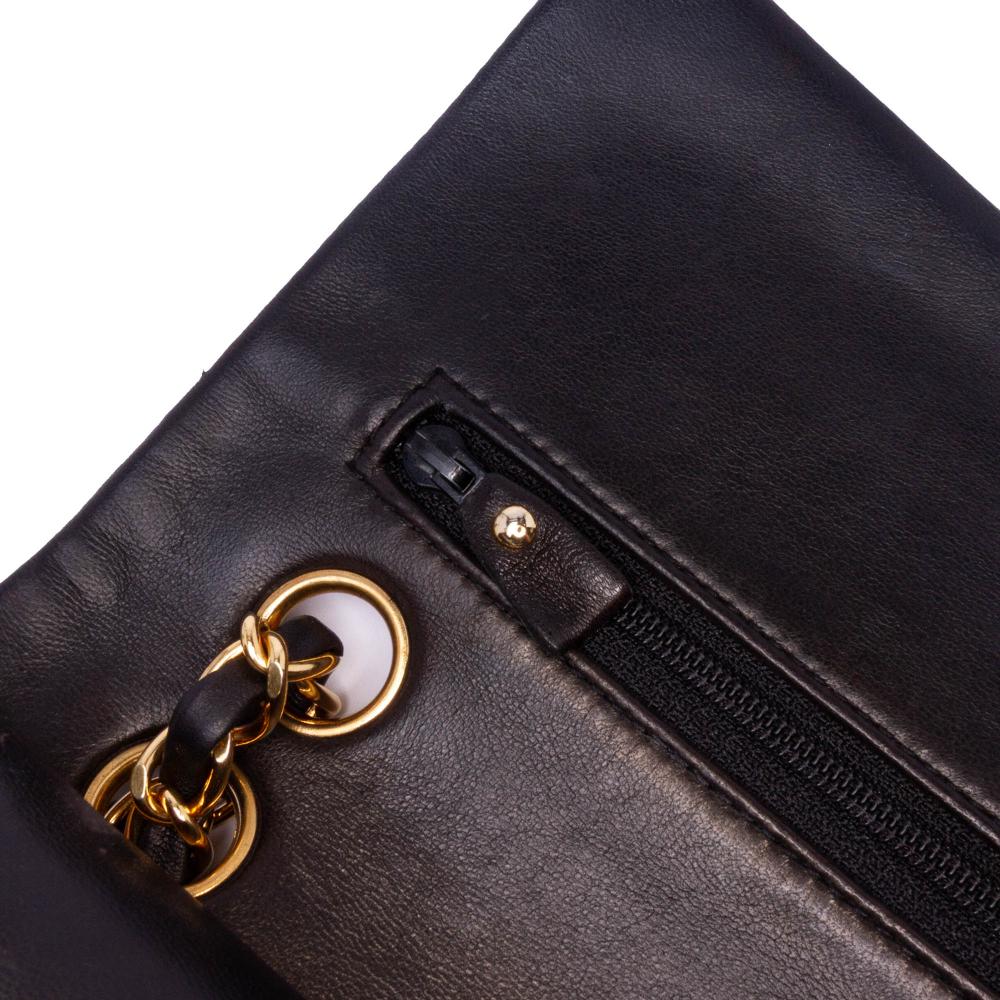 Black Leather Chanel Flap Bag