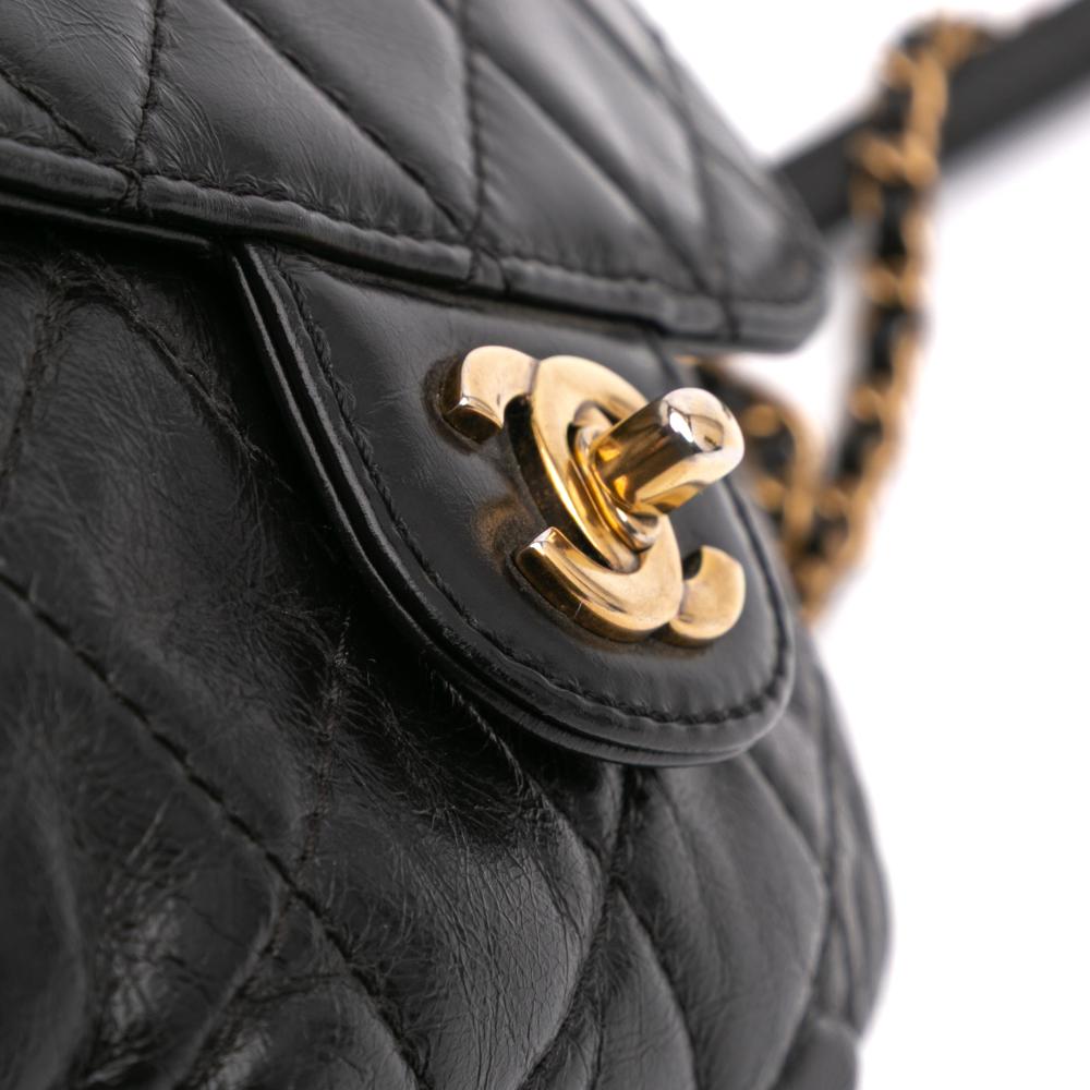 Black Leather Chanel Flap Bag