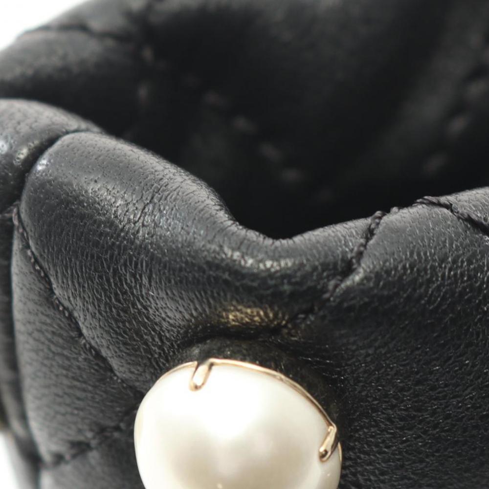 Black Leather Chanel Bucket Bag