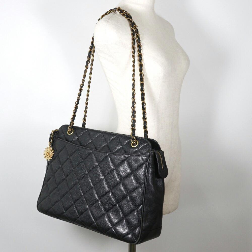 Black Leather Chanel Shoulder Bag