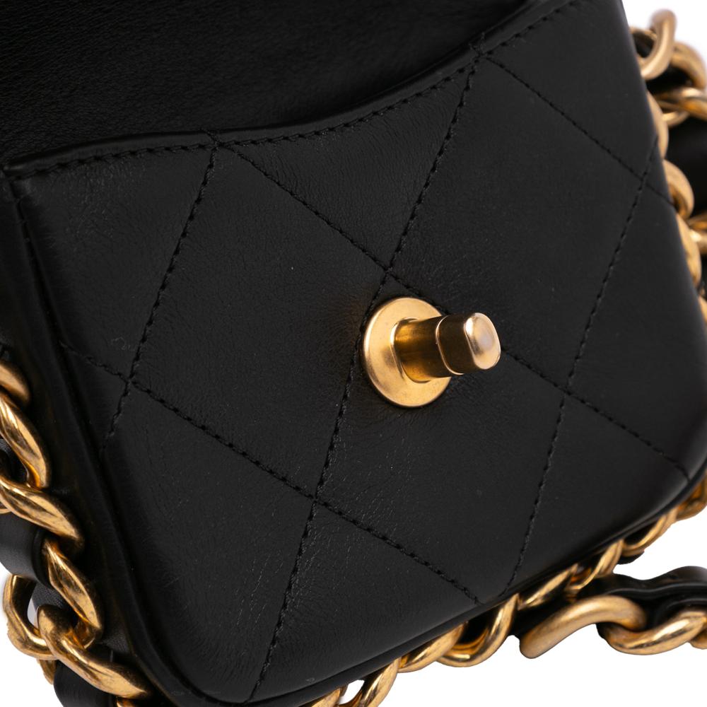Black Leather Chanel Flap Bag