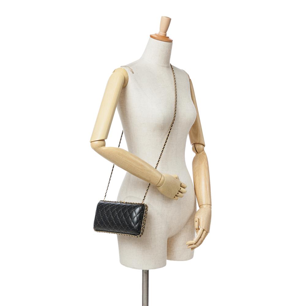 Black Leather Chanel Crossbody Bag