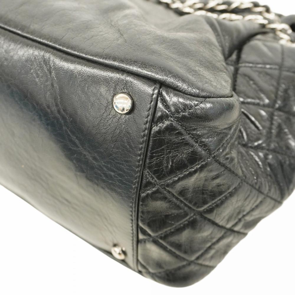 Black Leather Chanel Shoulder Bag