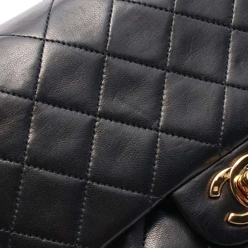 Black Leather Chanel Flap Bag