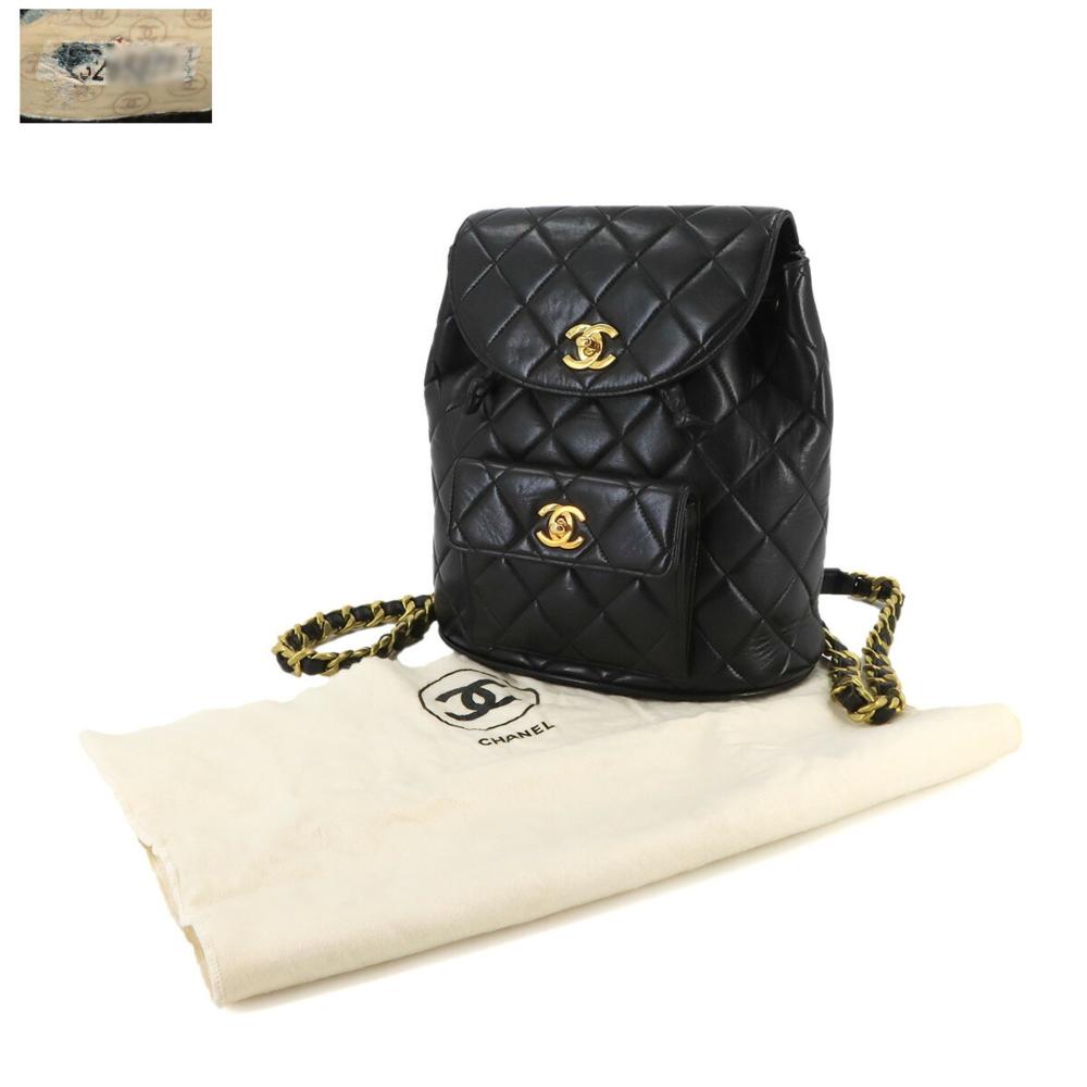 Black Leather Chanel Backpack