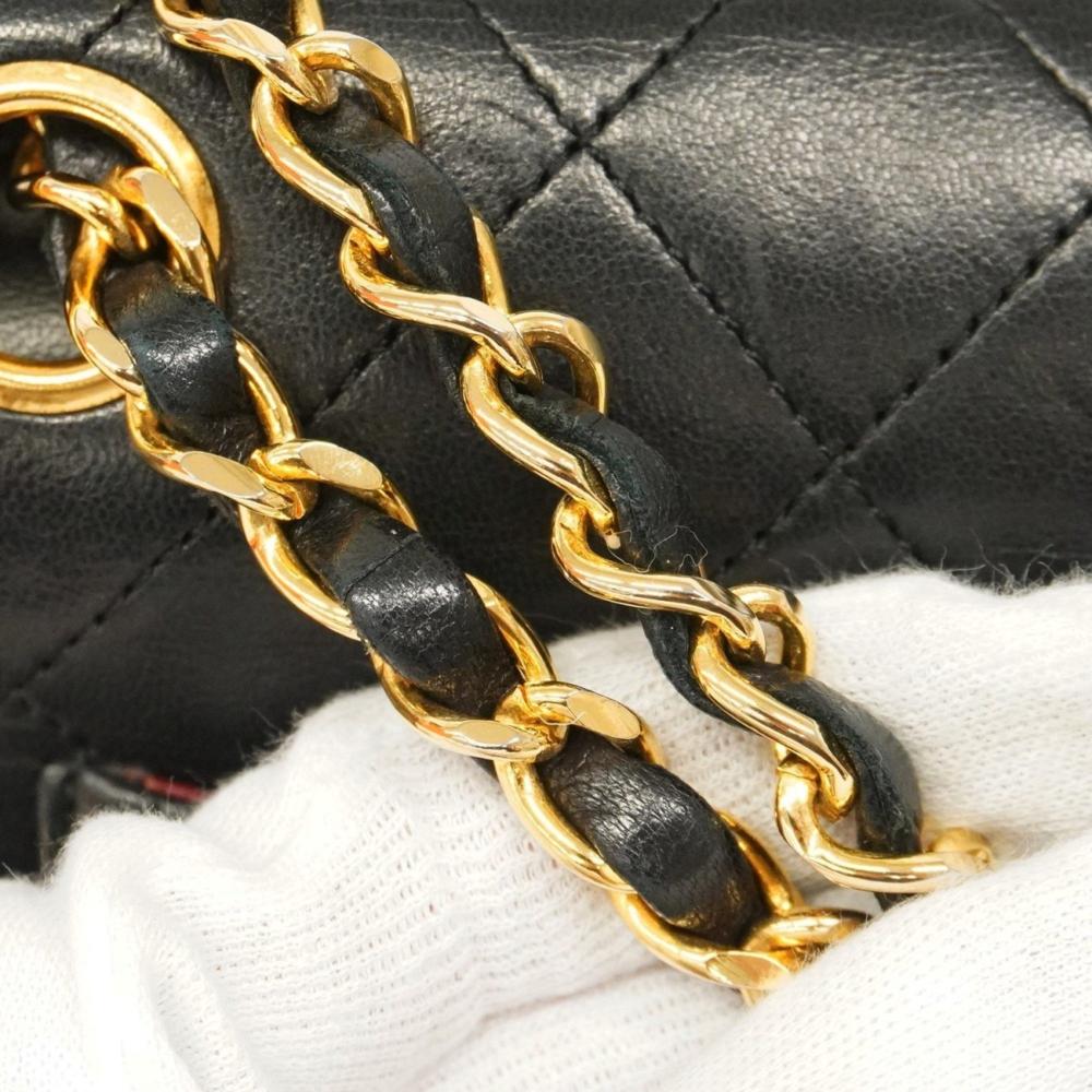 Black Leather Chanel Flap Bag