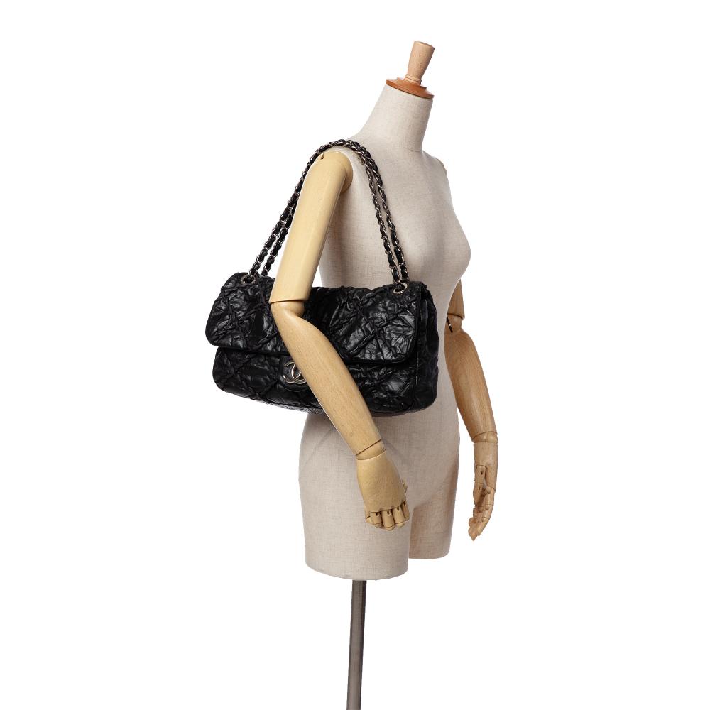 Black Leather Chanel Shoulder Bag