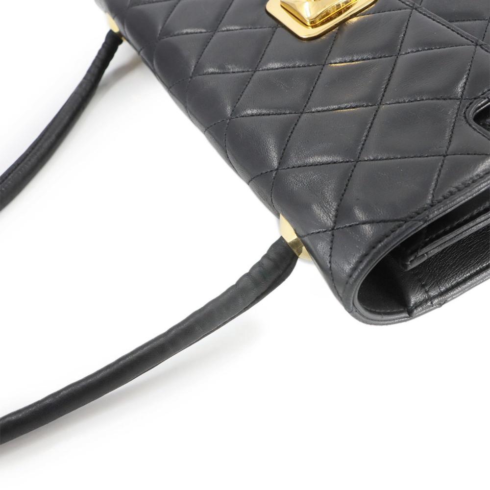 Black Leather Chanel Shoulder Bag