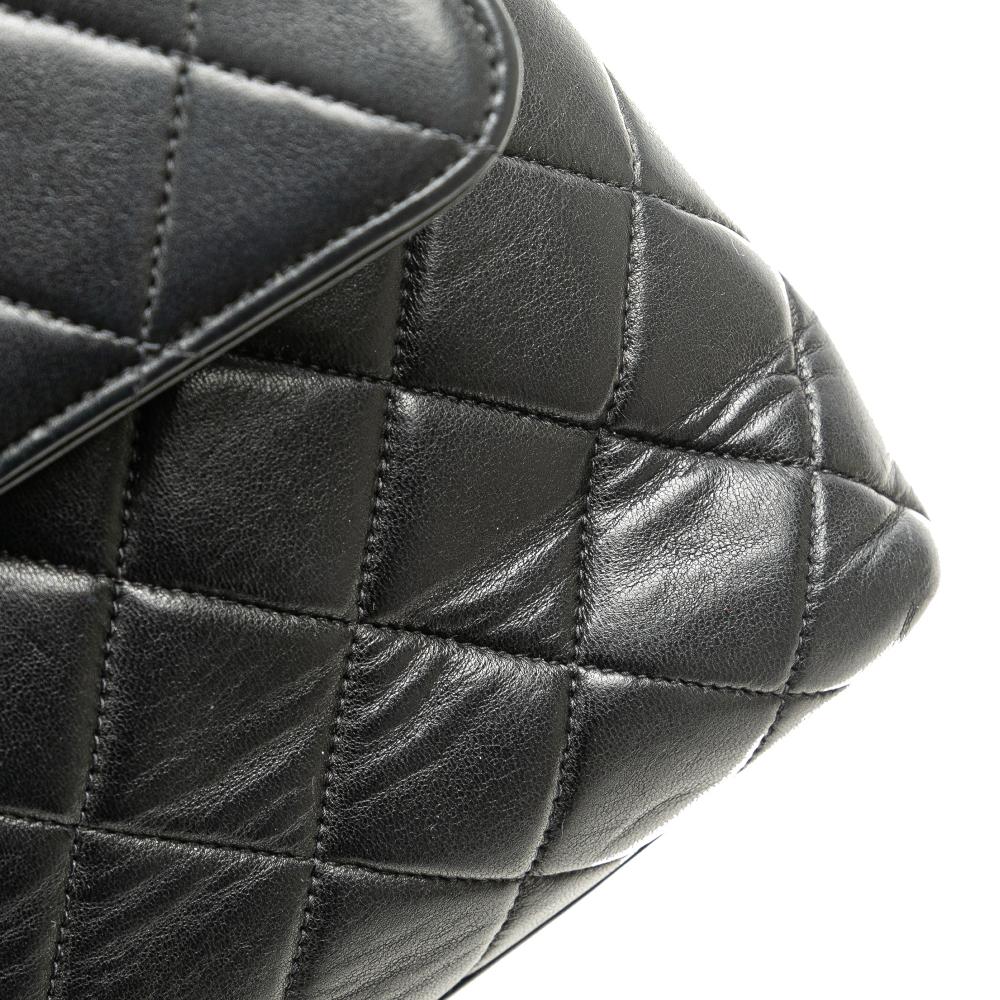 Black Leather Chanel Flap Bag