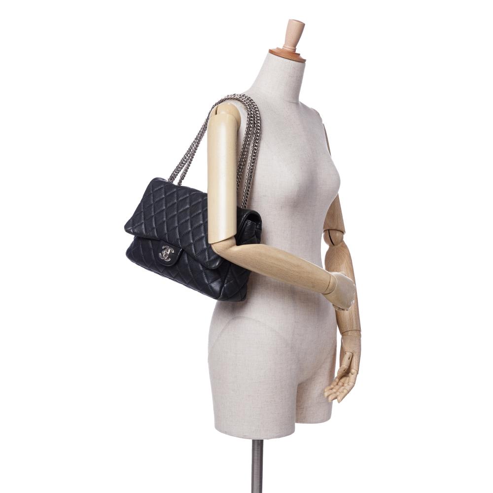 Black Leather Chanel Flap Bag