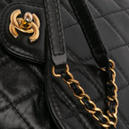 Black Leather Chanel Flap Bag
