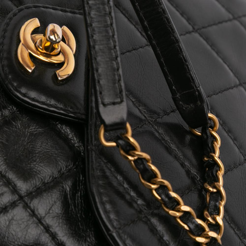 Black Leather Chanel Flap Bag