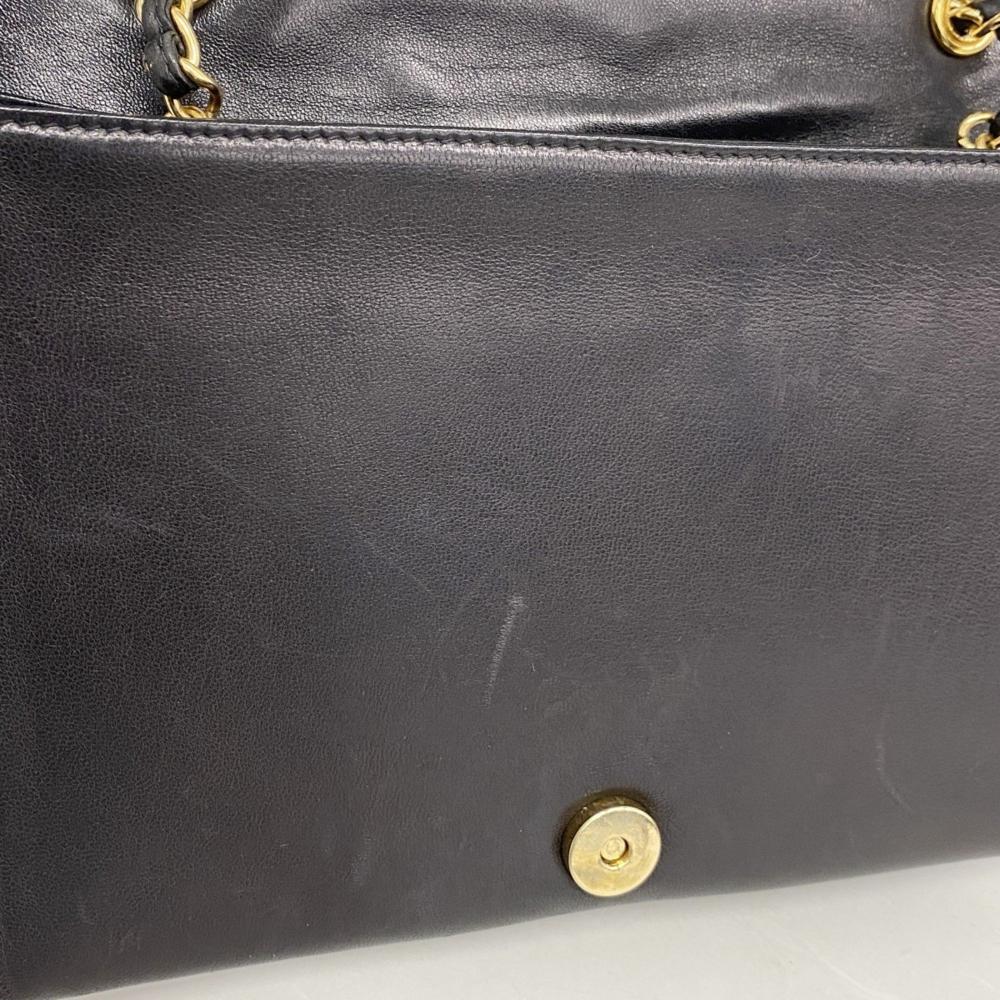 Black Leather Chanel Shoulder Bag