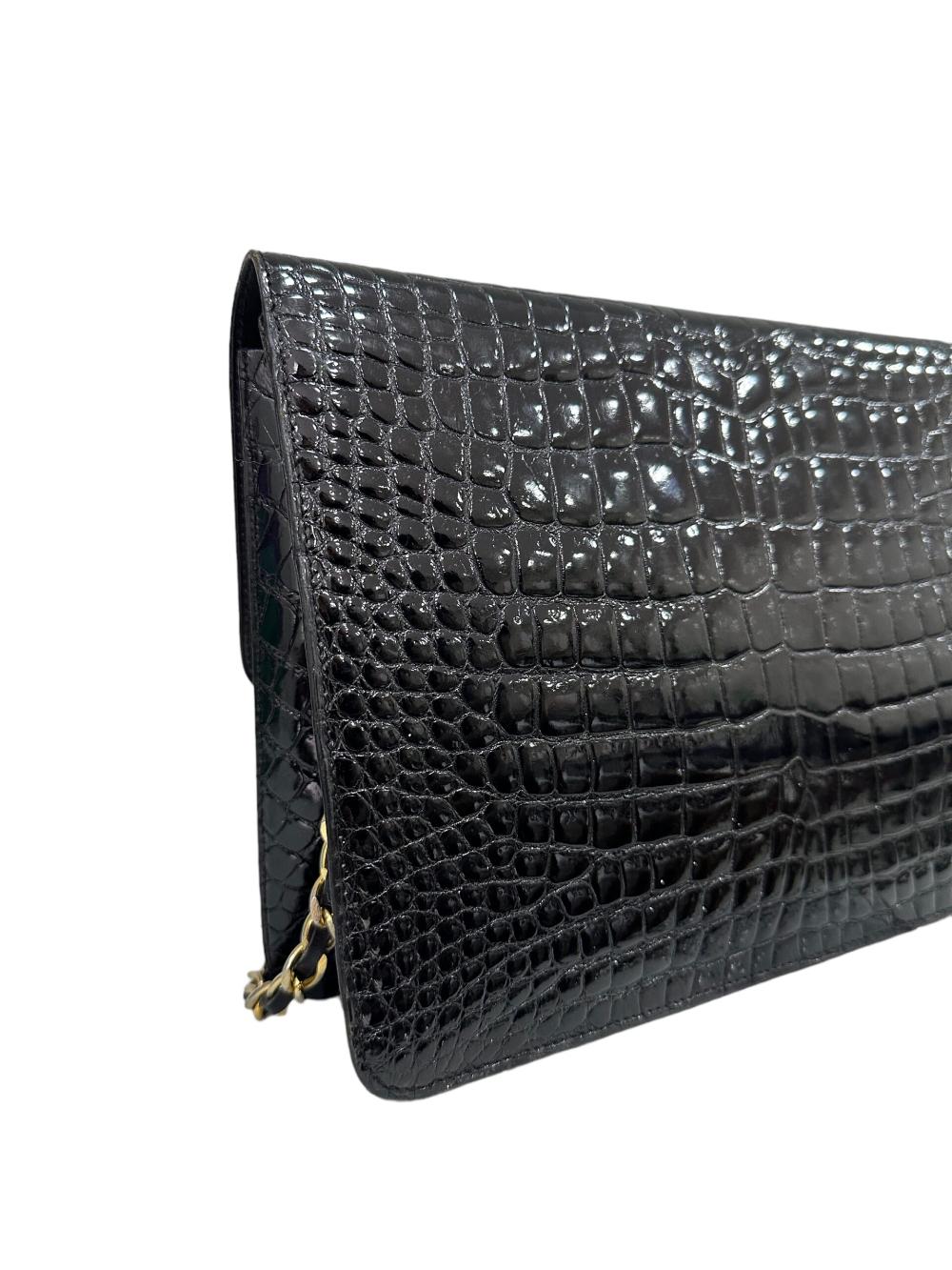 Black Leather Chanel Shoulder Bag