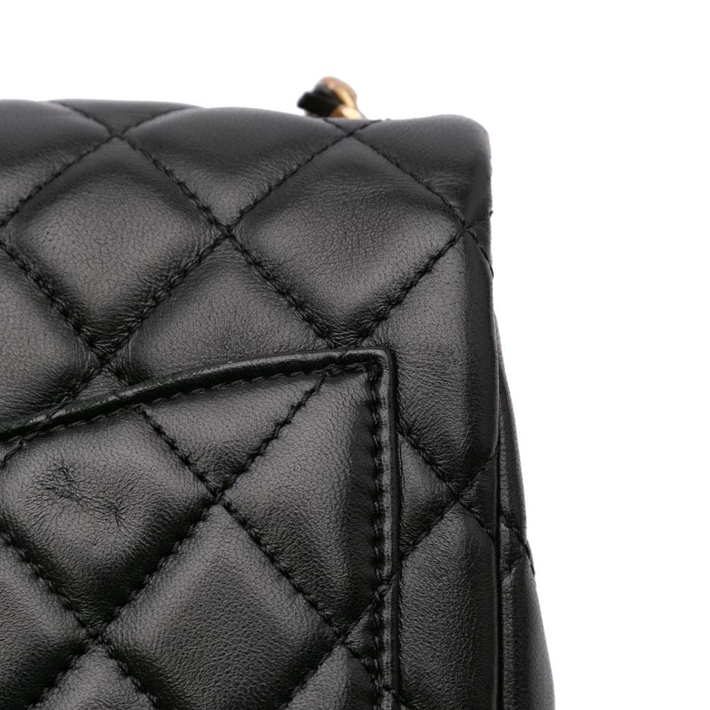 Black Leather Chanel Flap Bag