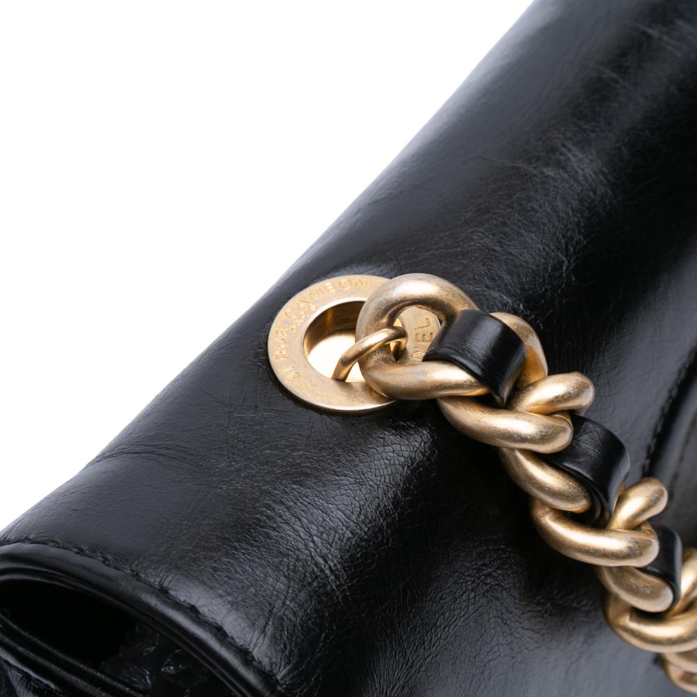 Black Leather Chanel Flap Bag