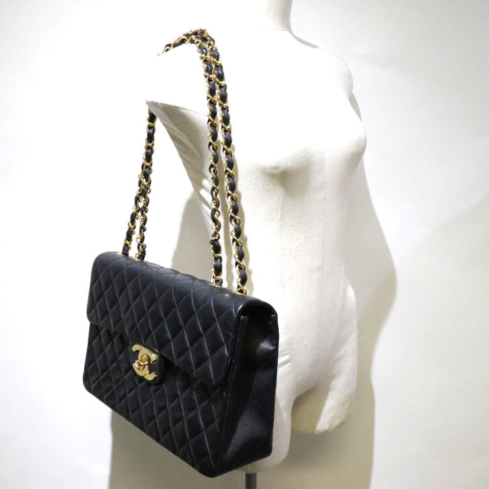 Black Leather Chanel Shoulder Bag