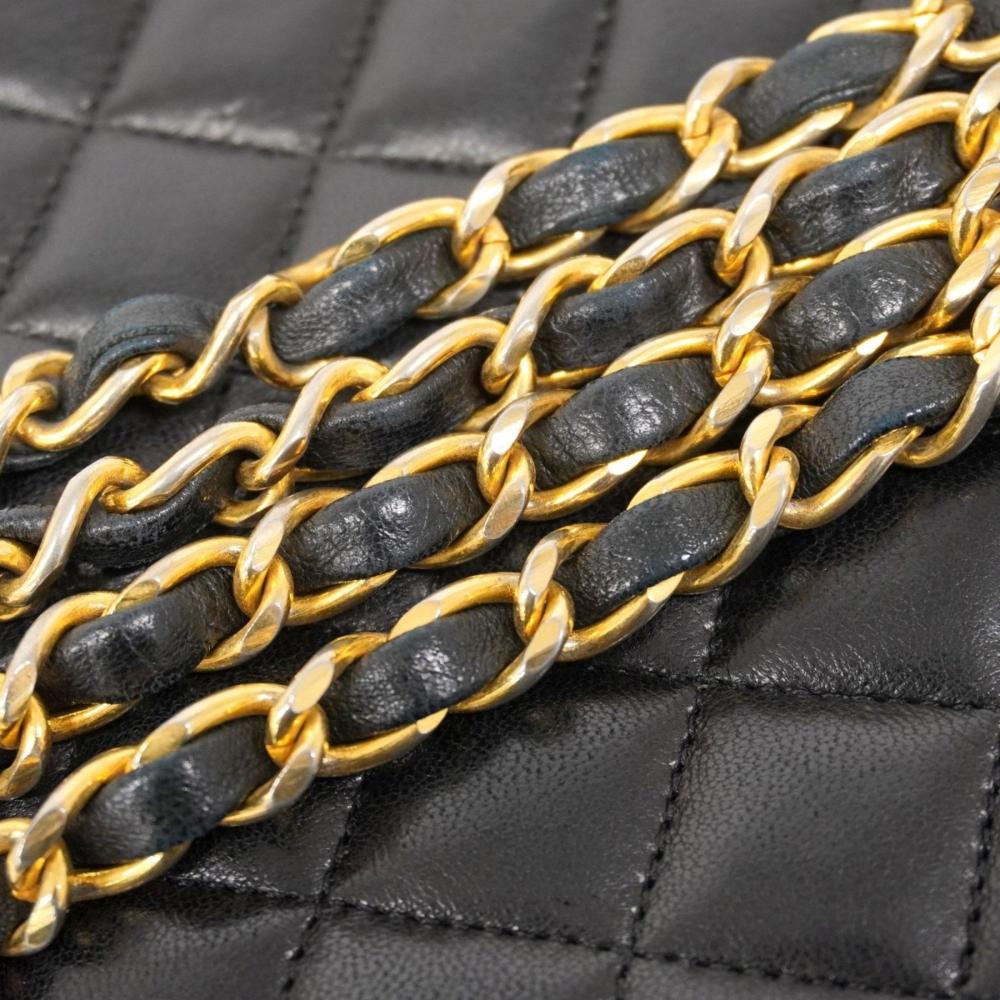 Black Leather Chanel Shoulder Bag