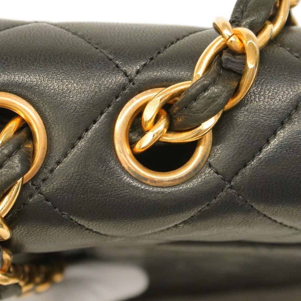 Black Leather Chanel Shoulder Bag