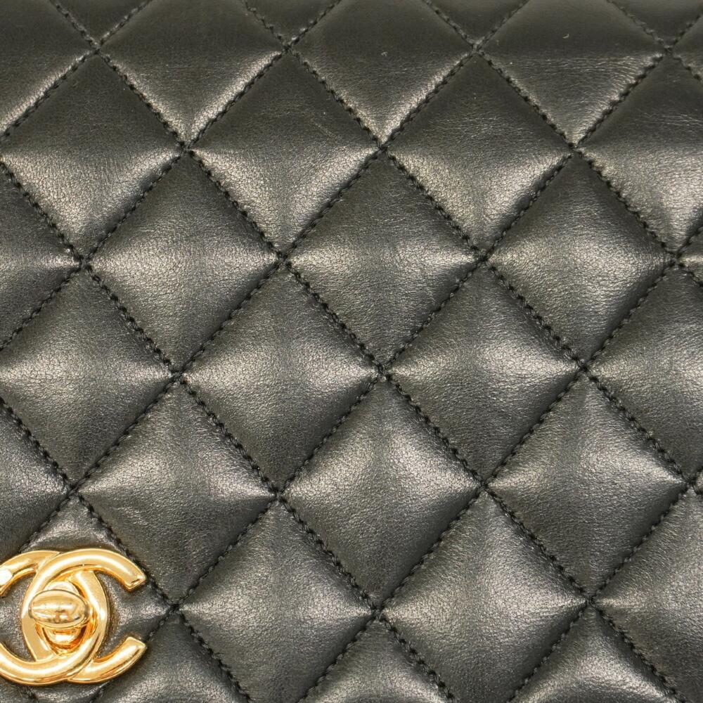 Black Leather Chanel Shoulder Bag