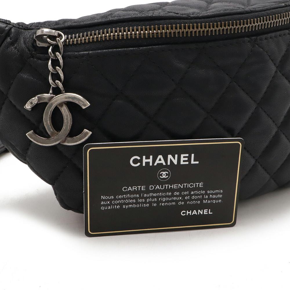 Black Leather Chanel Belt Bag