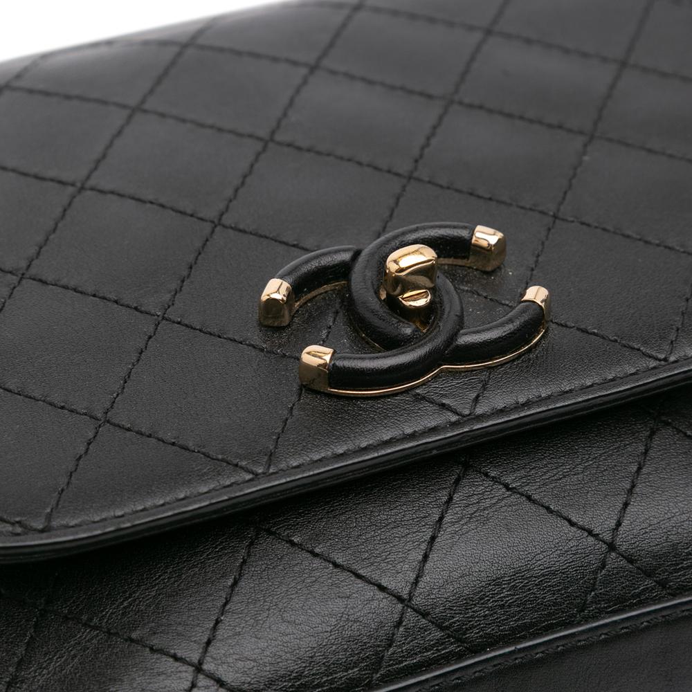 Black Leather Chanel Flap Bag