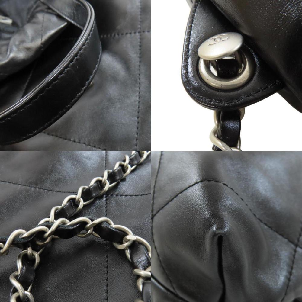 Black Leather Chanel Backpack