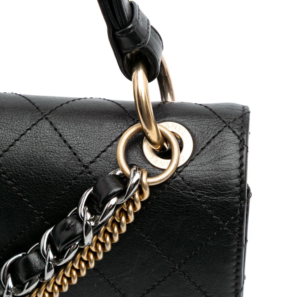 Black Leather Chanel Flap Bag