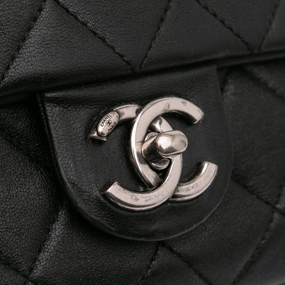Black Leather Chanel Flap Bag