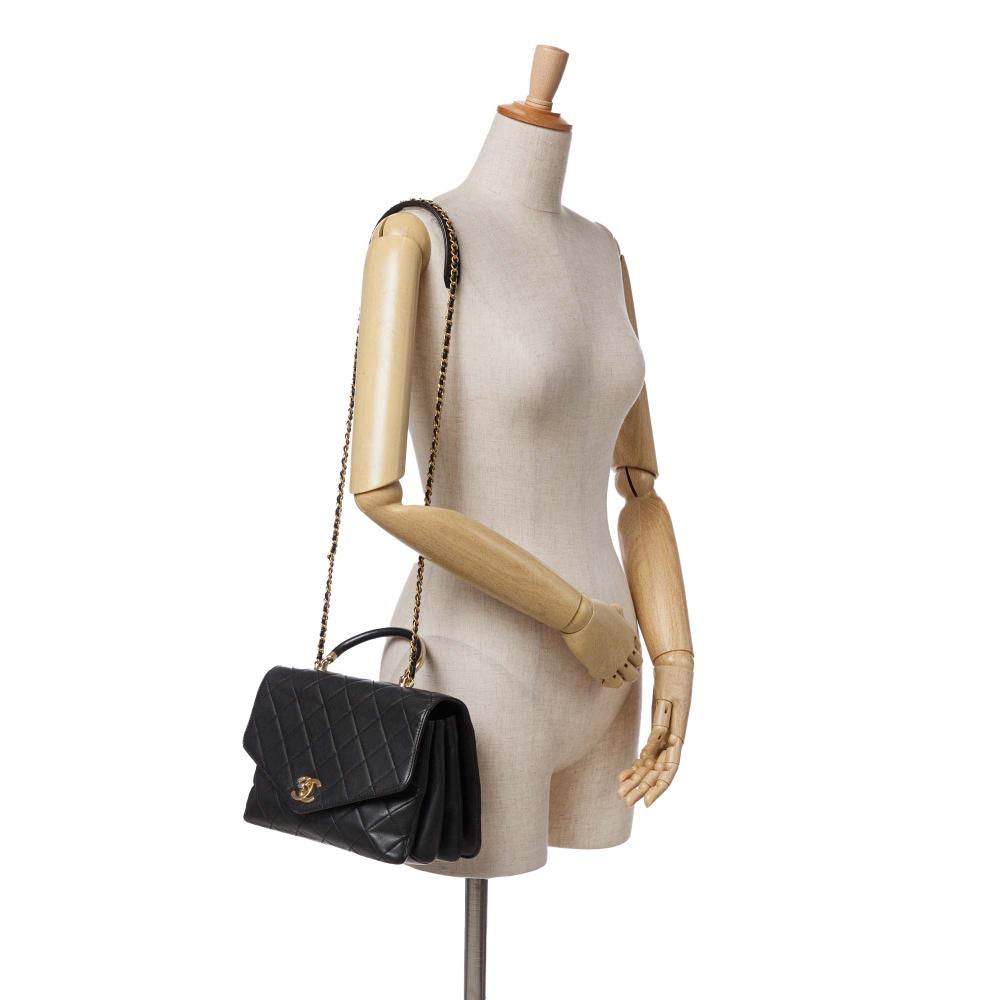 Black Leather Chanel Flap Bag