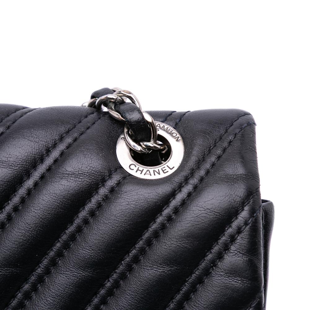Black Leather Chanel Flap Bag