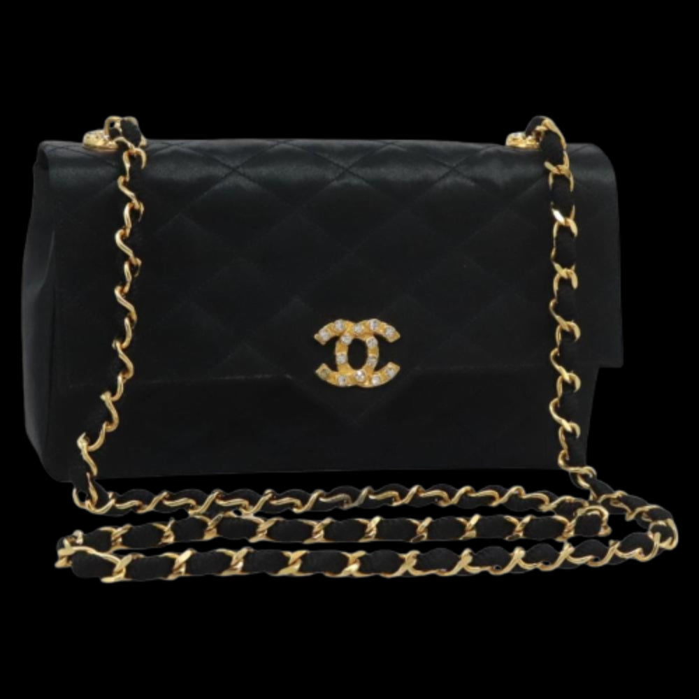 Black Satin Chanel Flap Bag