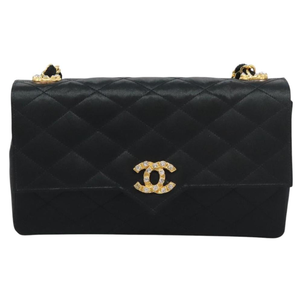 Black Satin Chanel Flap Bag