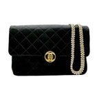Black Satin Chanel Flap Bag