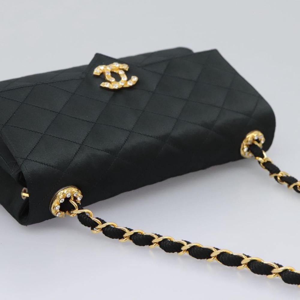 Black Satin Chanel Flap Bag
