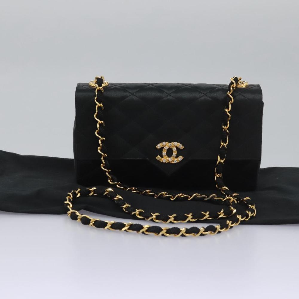Black Satin Chanel Flap Bag